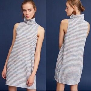 Anthropologie AKEMI + KIN Mock Neck Multicolor Stripe Sleeveless Shift Dress L